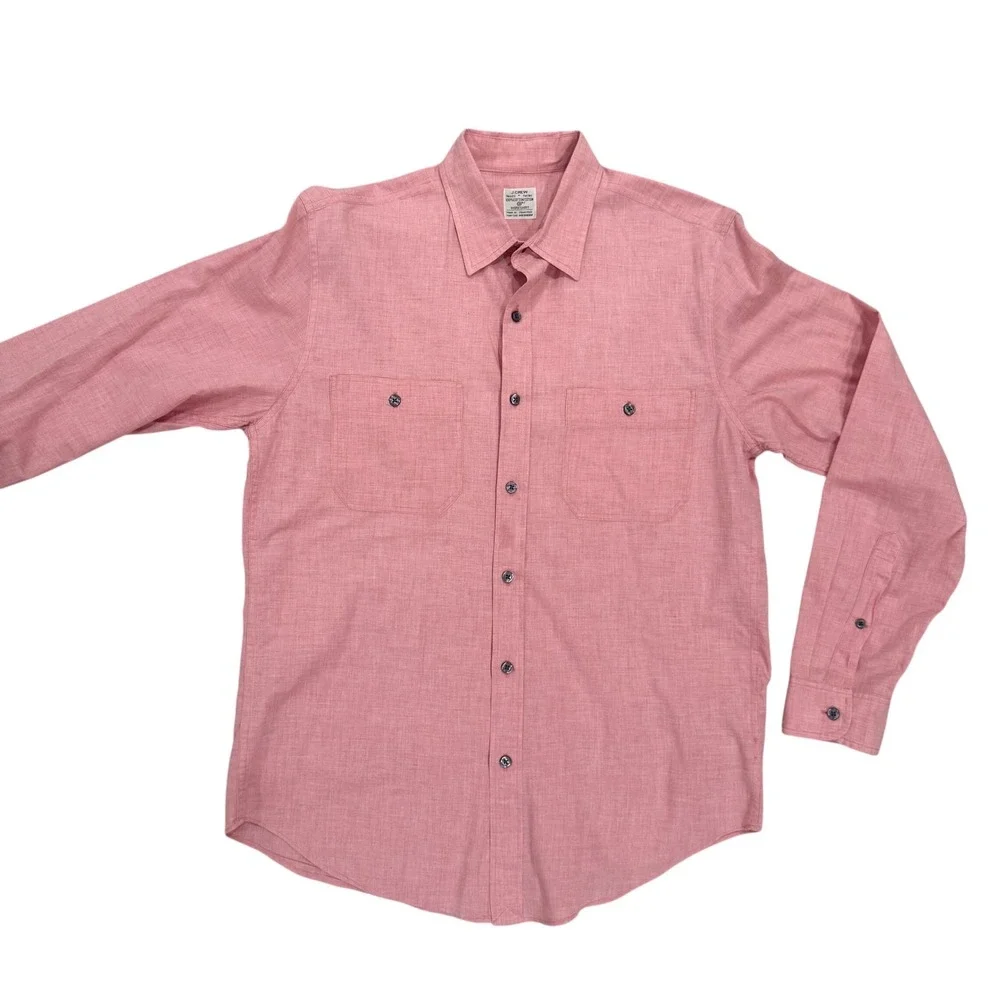 J. Crew Workshirt Mens Medium Pink Excellent Long Sleeve Cotton Button Down